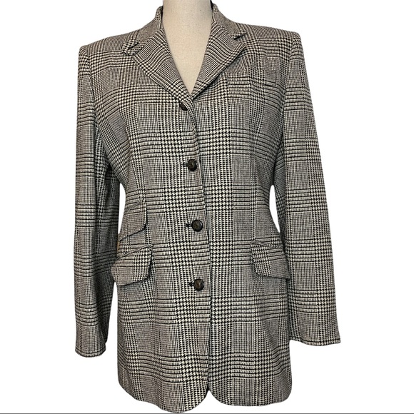 Lauren Ralph Lauren Wool Silk Blend Plaid Old Money Style Equestrian Blazer Sz 8 - Picture 1 of 12